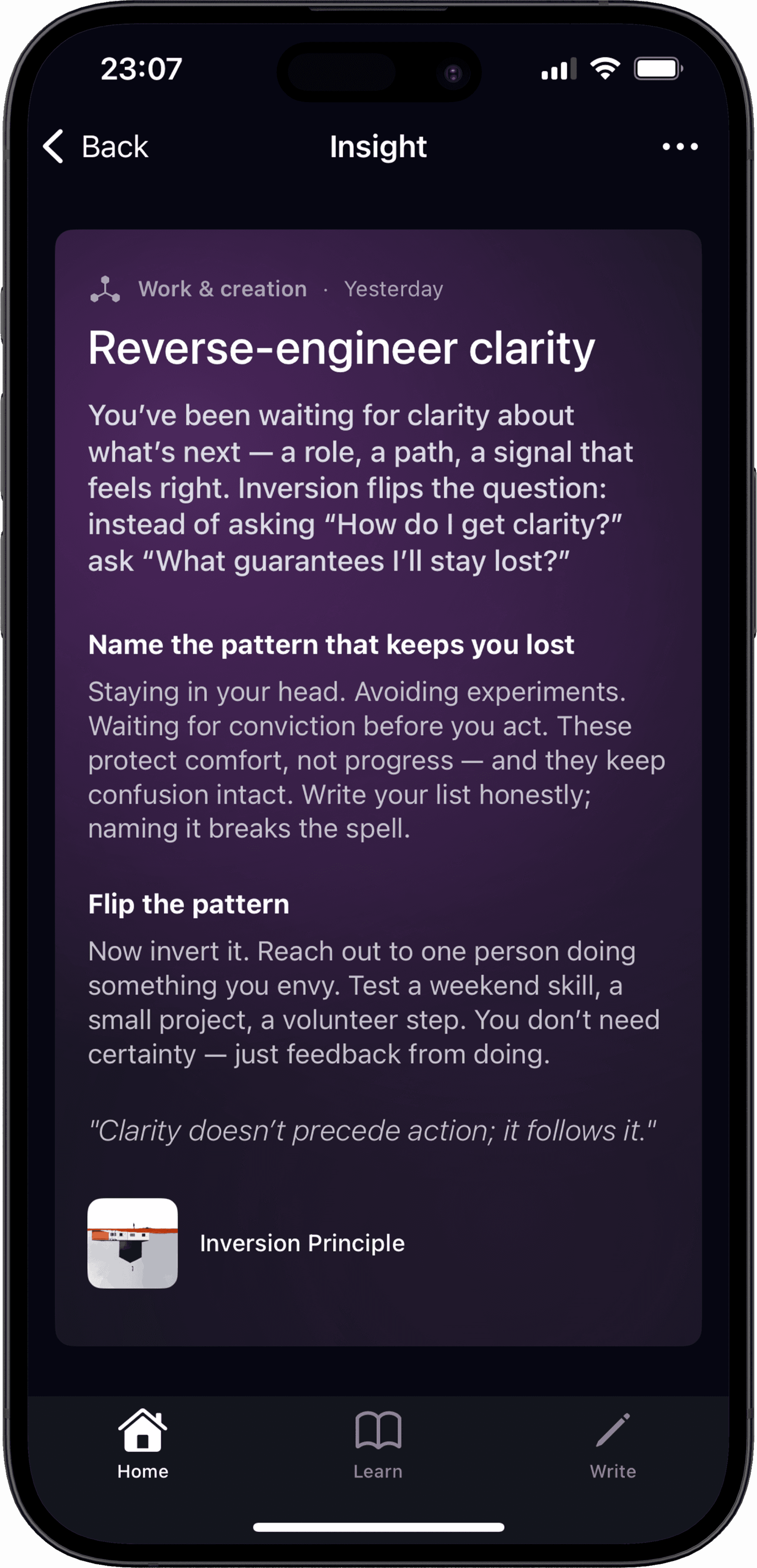 Topic-based Insights — Examined Self app screenshot